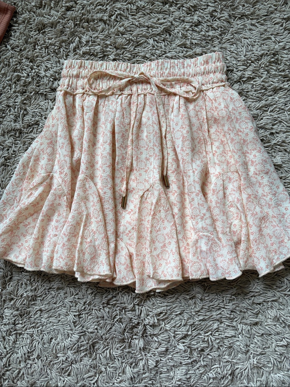 bishop + young Cream and Light Pink Floral Tiered Skirt
